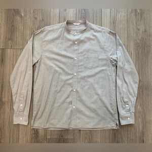 3Sixteen Mens Open Collar Long Sleeve Shirt Gray Linen Blend Button‎ Up Size XXL
